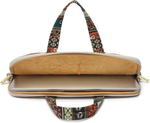 Laptoptas ontworpen voor laptops van 12,5 tot 14 inch met een gevulde binnenkant van bedrukt doek en meerdere draagmogelijkheden