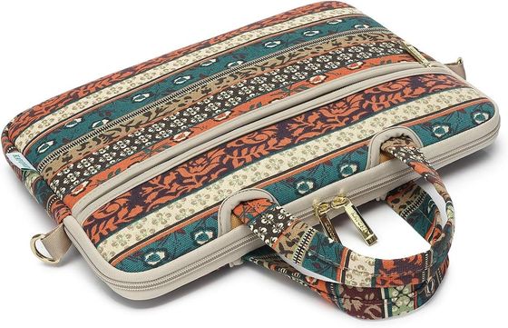 Laptoptas ontworpen voor laptops van 12,5 tot 14 inch met een gevulde binnenkant van bedrukt doek en meerdere draagmogelijkheden