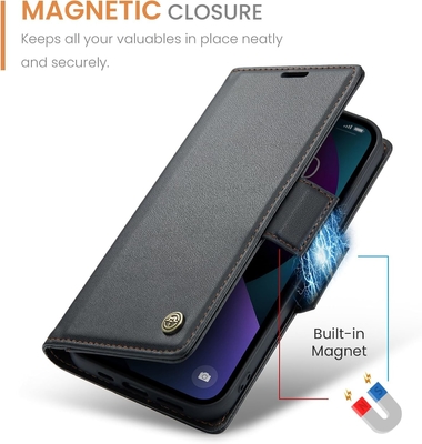 QLTYPRI Wallet Cover voor iPhone 13/14, [RFID-blokkerende] creditcard slothouder voor schokbestendige bescherming van telefoonhoes