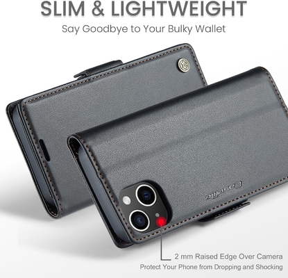 QLTYPRI Wallet Cover voor iPhone 13/14, [RFID-blokkerende] creditcard slothouder voor schokbestendige bescherming van telefoonhoes