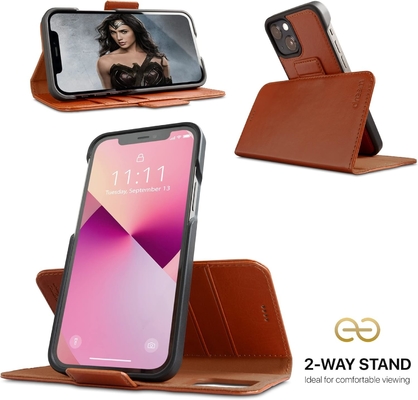 iPhone 13 Wallet case / 2-in-1 schokkas en afneembare veganistische leer set, compatibel met MagSafe, RFID-beschermd