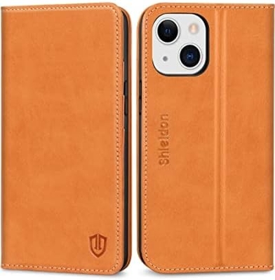 Leerportefeuille vouwhoes Magnetisch zegel RFID blokkerende kaart slot houder Volledig beschermd hoesje compatibel met iPhone 13