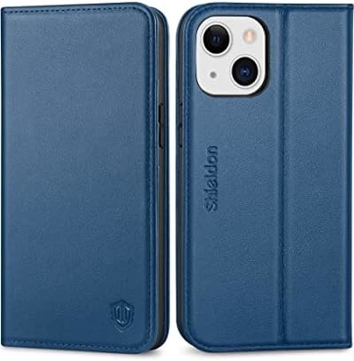 Leerportefeuille vouwhoes Magnetisch zegel RFID blokkerende kaart slot houder Volledig beschermd hoesje compatibel met iPhone 13