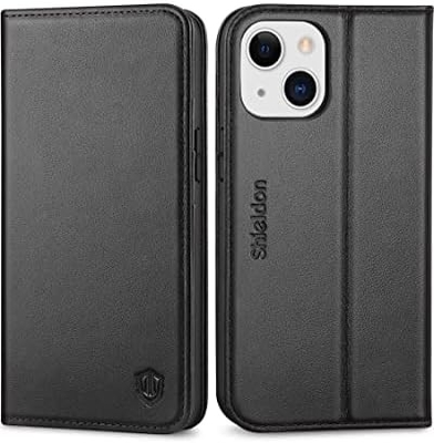 Leerportefeuille vouwhoes Magnetisch zegel RFID blokkerende kaart slot houder Volledig beschermd hoesje compatibel met iPhone 13