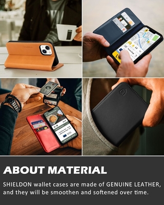 Leerportefeuille vouwhoes Magnetisch zegel RFID blokkerende kaart slot houder Volledig beschermd hoesje compatibel met iPhone 13