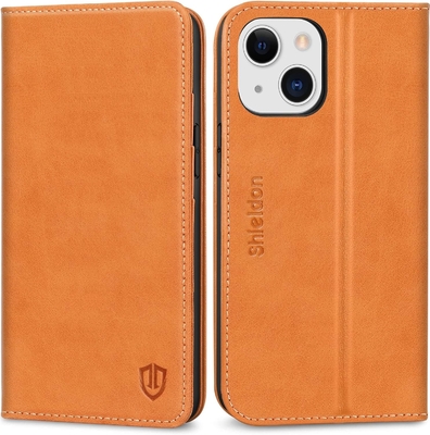 Leerportefeuille vouwhoes Magnetisch zegel RFID blokkerende kaart slot houder Volledig beschermd hoesje compatibel met iPhone 13