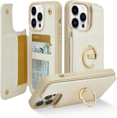 iPhone 13Pro Max 6.7&quot;, portemonnee met kaarthouder, beschermkoffer uit leer met ringhouder,