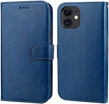 Compatibel met iPhone 12/Pro portefeuillehoesje met kaarthouder PU lederen standaard schokbestendig polsband clamshell 6,1 inch