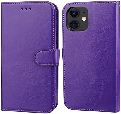 Compatibel met iPhone 12/Pro portefeuillehoesje met kaarthouder PU lederen standaard schokbestendig polsband clamshell 6,1 inch