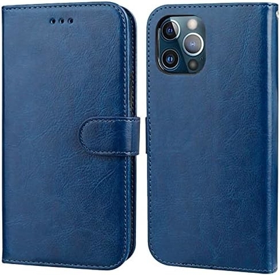 Compatibel met iPhone 12/Pro portefeuillehoesje met kaarthouder PU lederen standaard schokbestendig polsband clamshell 6,1 inch