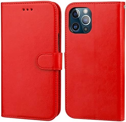 Compatibel met iPhone 12/Pro portefeuillehoesje met kaarthouder PU lederen standaard schokbestendig polsband clamshell 6,1 inch