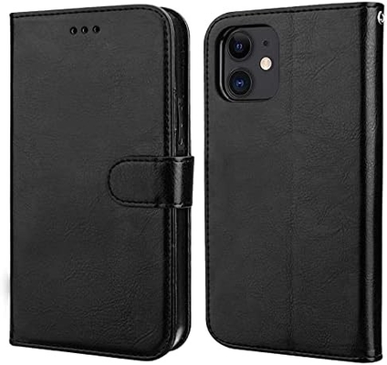 Compatibel met iPhone 12/Pro portefeuillehoesje met kaarthouder PU lederen standaard schokbestendig polsband clamshell 6,1 inch