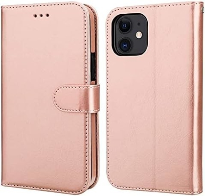 Compatibel met iPhone 12/Pro portefeuillehoesje met kaarthouder PU lederen standaard schokbestendig polsband clamshell 6,1 inch