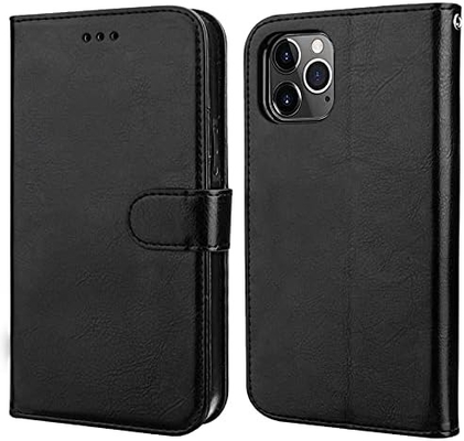 Compatibel met iPhone 12/Pro portefeuillehoesje met kaarthouder PU lederen standaard schokbestendig polsband clamshell 6,1 inch