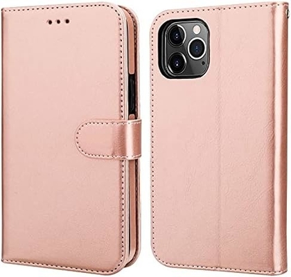 Compatibel met iPhone 12/Pro portefeuillehoesje met kaarthouder PU lederen standaard schokbestendig polsband clamshell 6,1 inch
