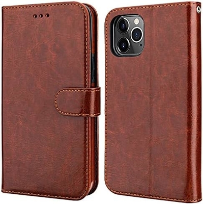 Compatibel met iPhone 12/Pro portefeuillehoesje met kaarthouder PU lederen standaard schokbestendig polsband clamshell 6,1 inch
