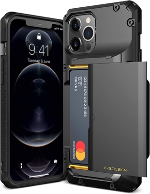Voor iPhone 12 Pro Max met [4 kaarten]Premium solide creditcard slot portemonnee voor iPhone 12 Pro Max 6,7 inch