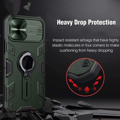 iPhone 12 Pro Max hoes met camerahoes &amp; kickstand, Duty Military Grade Armor Protection Cover,