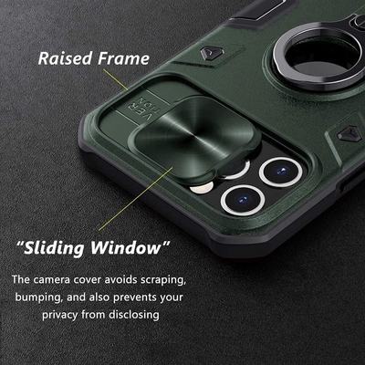 iPhone 12 Pro Max hoes met camerahoes &amp; kickstand, Duty Military Grade Armor Protection Cover,