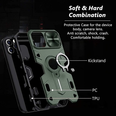 iPhone 12 Pro Max hoes met camerahoes &amp; kickstand, Duty Military Grade Armor Protection Cover,