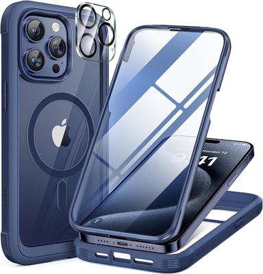 Magnetisch voor iPhone 12 Pro Max Hoesje Volledig lichaam Ingebouwde glazen schermbeschermer &amp; Camera Beschermer