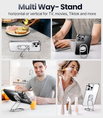 Schilden voor iPhone 12 Pro Max Hoesje met stand, telefoonhoesje helder met dubbele ringhouder [verstelbaar en opvouwbaar]
