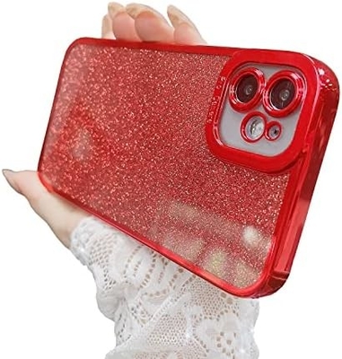 iPhone 12 Pro Max transparante behuizing ontwerp, ingebouwde glitter luxe glanzend papier, pop en mooi