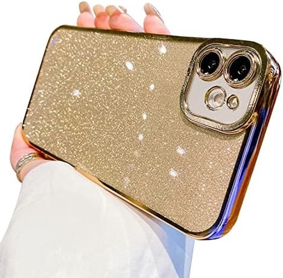 iPhone 12 Pro Max transparante behuizing ontwerp, ingebouwde glitter luxe glanzend papier, pop en mooi