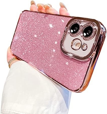 iPhone 12 Pro Max transparante behuizing ontwerp, ingebouwde glitter luxe glanzend papier, pop en mooi