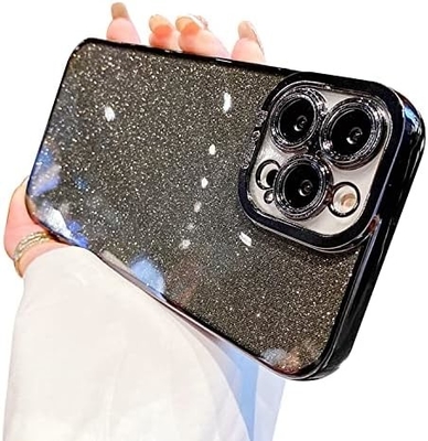 iPhone 12 Pro Max transparante behuizing ontwerp, ingebouwde glitter luxe glanzend papier, pop en mooi
