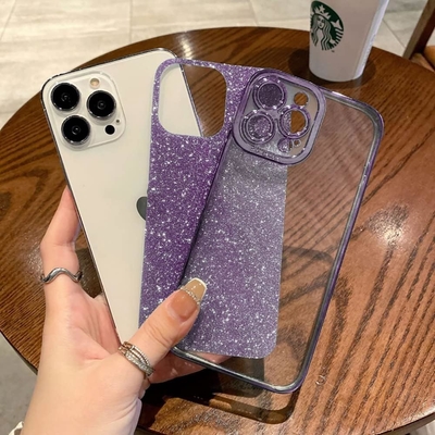 iPhone 12 Pro Max transparante behuizing ontwerp, ingebouwde glitter luxe glanzend papier, pop en mooi