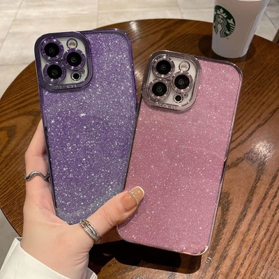 iPhone 12 Pro Max transparante behuizing ontwerp, ingebouwde glitter luxe glanzend papier, pop en mooi