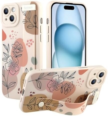 iPhone 12 Pro Max siliconen hoesje met riem voor vrouwen meisjes schattig bloemenpatroon ontwerp verstelbare zachte draadband