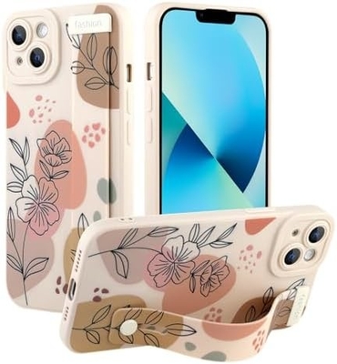 iPhone 12 Pro Max siliconen hoesje met riem voor vrouwen meisjes schattig bloemenpatroon ontwerp verstelbare zachte draadband