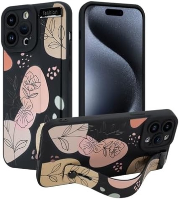 iPhone 12 Pro Max siliconen hoesje met riem voor vrouwen meisjes schattig bloemenpatroon ontwerp verstelbare zachte draadband
