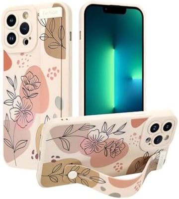 iPhone 12 Pro Max siliconen hoesje met riem voor vrouwen meisjes schattig bloemenpatroon ontwerp verstelbare zachte draadband