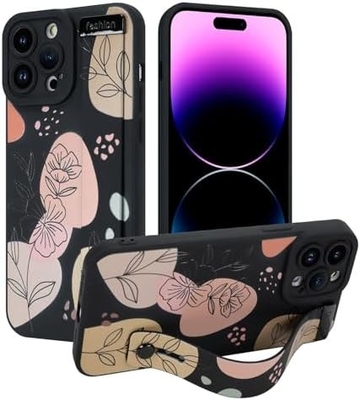 iPhone 12 Pro Max siliconen hoesje met riem voor vrouwen meisjes schattig bloemenpatroon ontwerp verstelbare zachte draadband