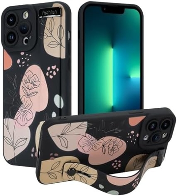iPhone 12 Pro Max siliconen hoesje met riem voor vrouwen meisjes schattig bloemenpatroon ontwerp verstelbare zachte draadband