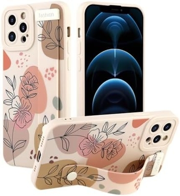 iPhone 12 Pro Max siliconen hoesje met riem voor vrouwen meisjes schattig bloemenpatroon ontwerp verstelbare zachte draadband