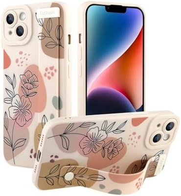 iPhone 12 Pro Max siliconen hoesje met riem voor vrouwen meisjes schattig bloemenpatroon ontwerp verstelbare zachte draadband