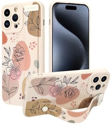 iPhone 12 Pro Max siliconen hoesje met riem voor vrouwen meisjes schattig bloemenpatroon ontwerp verstelbare zachte draadband