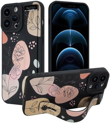 iPhone 12 Pro Max siliconen hoesje met riem voor vrouwen meisjes schattig bloemenpatroon ontwerp verstelbare zachte draadband