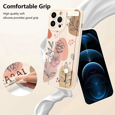 iPhone 12 Pro Max siliconen hoesje met riem voor vrouwen meisjes schattig bloemenpatroon ontwerp verstelbare zachte draadband