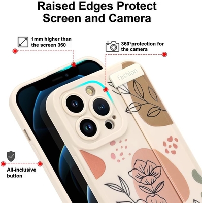 iPhone 12 Pro Max siliconen hoesje met riem voor vrouwen meisjes schattig bloemenpatroon ontwerp verstelbare zachte draadband