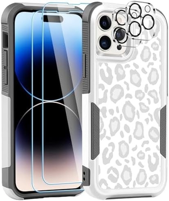[5 in 1 voor iphone 15 Plus Hoesje, met 2 Pack Screen Protector + 2 Pack Camera Lens Protector, Heavy-Duty Tough Robust