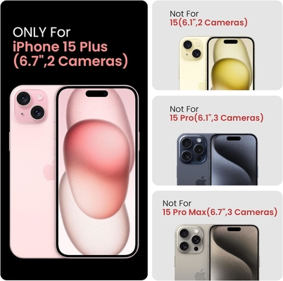 [5 in 1 voor iphone 15 Plus Hoesje, met 2 Pack Screen Protector + 2 Pack Camera Lens Protector, Heavy-Duty Tough Robust