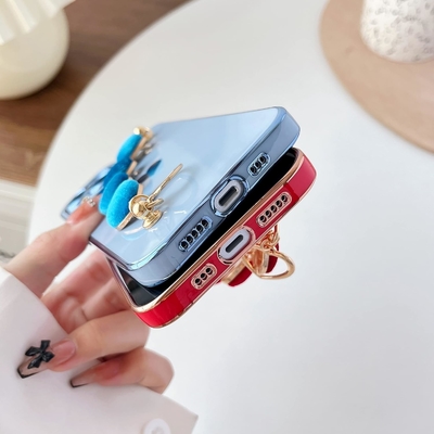 voor iPhone 12 Pro Max Hoesje,Smooth Plating Love Heart Wrist Strap Chain Bracelet Soft Compatible met