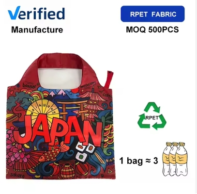 Groothandel RPET gerecycled polyester duurzame grote winkeltassen herbruikbare boodschappenzakjes