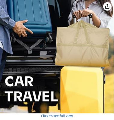 43" Travel Garment Bag with Accessories Zipper Pocket, Heavy Duty Suit Bag for Suits, Tuxedos, Dresses, Coats, Beige, 1 pack