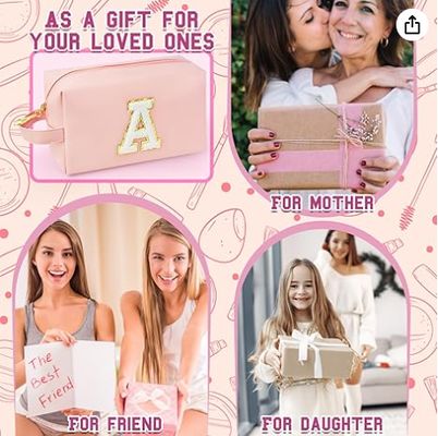 Gepersonaliseerde Make-uptas met Initialen en Handvat, Preppy Cosmetische Tas met Binnenvak met Ritssluiting, 8 9 10 11 12 13 14 Jaar Oude Meisjes, Afstudeercadeaus voor Tiener Meisjes Vrouwen Leerkrachten